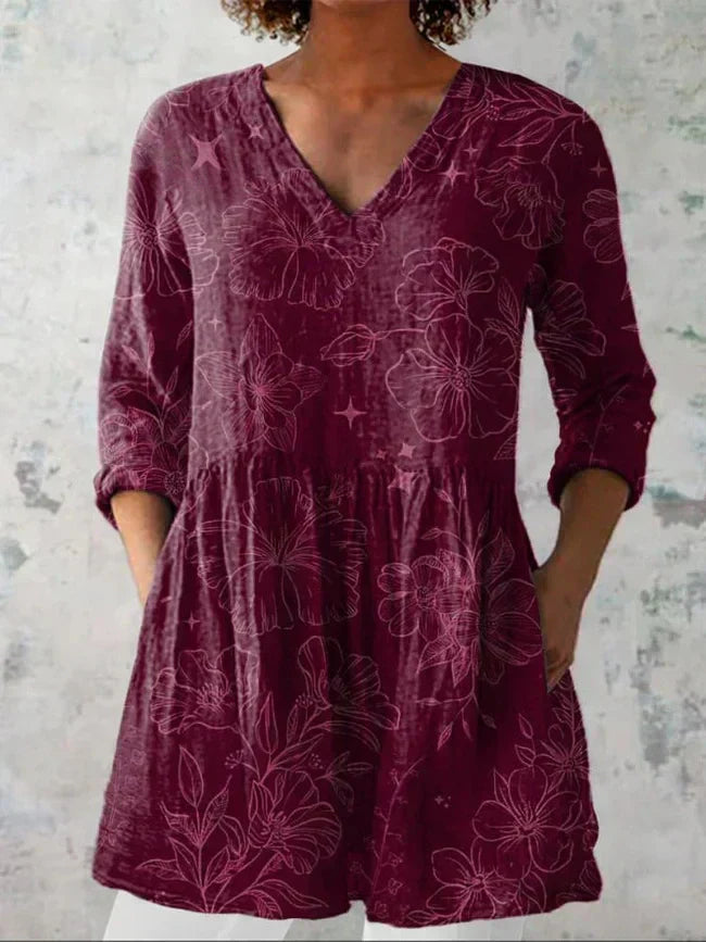 Aria | Morning Glory V-Neck Shirt