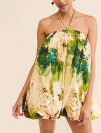 Green Bubble Halter Mini Dress