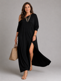 Asterelle | One Shoulder Side Slit Flowing Midi Dress