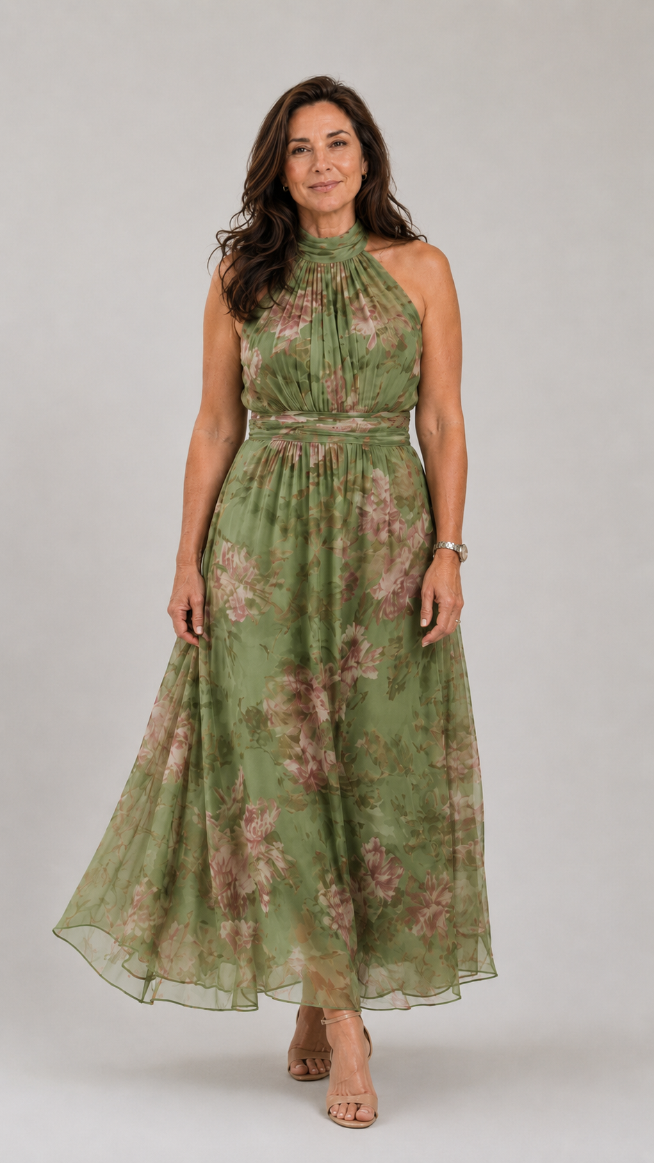 Mirelle | Gathered Halter Midi Dress