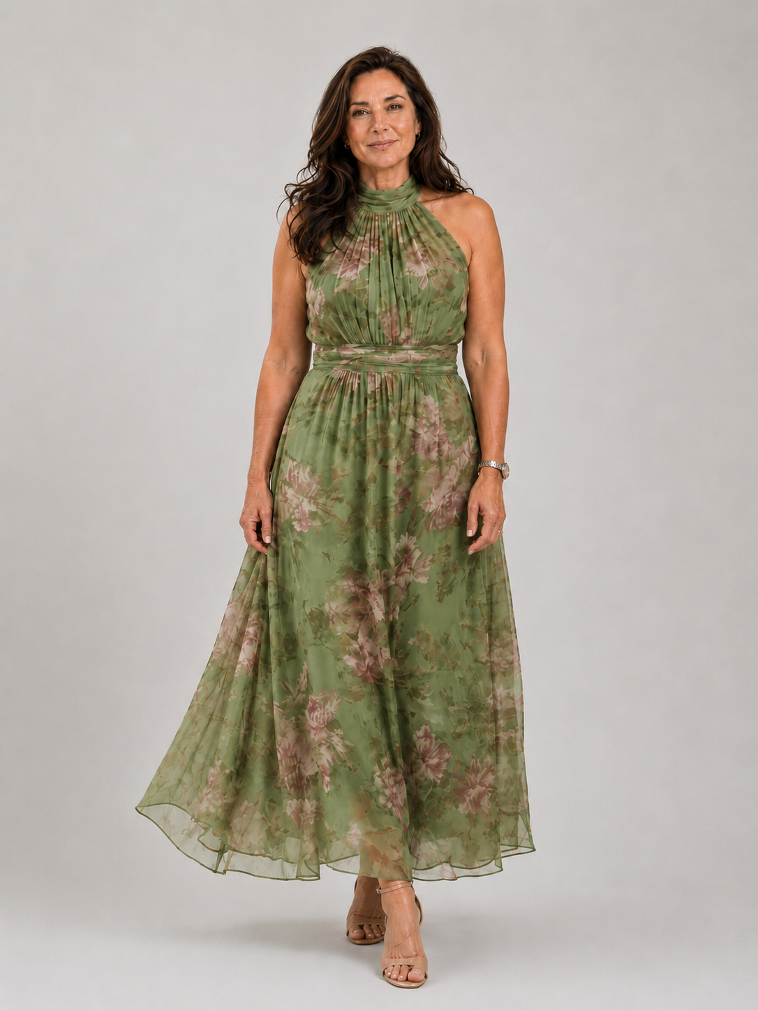 Mirelle | Gathered Halter Midi Dress