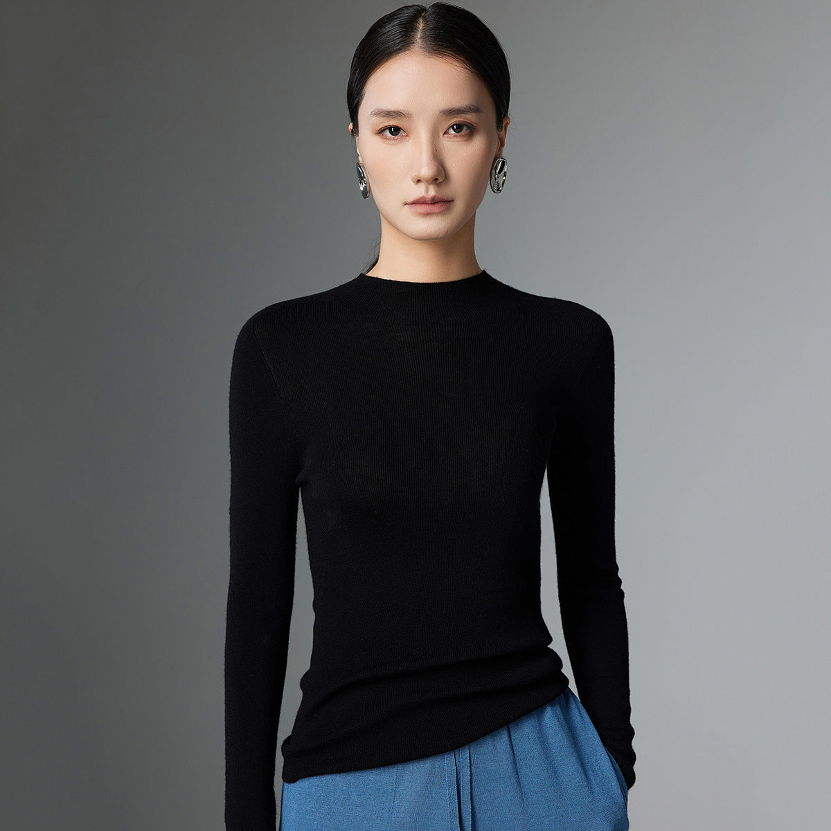 Margot Mock Neck Knit Sweater