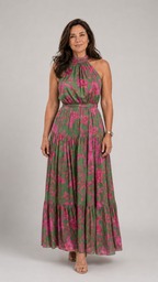 Rowen | Draped Halter Midi Dress