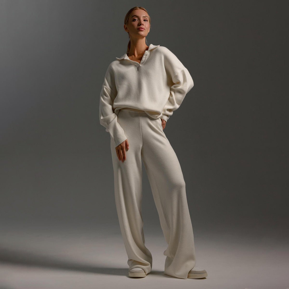 Elaine - Knitted Sweatshirt and Joggers Tracksuit Two-Piece Set