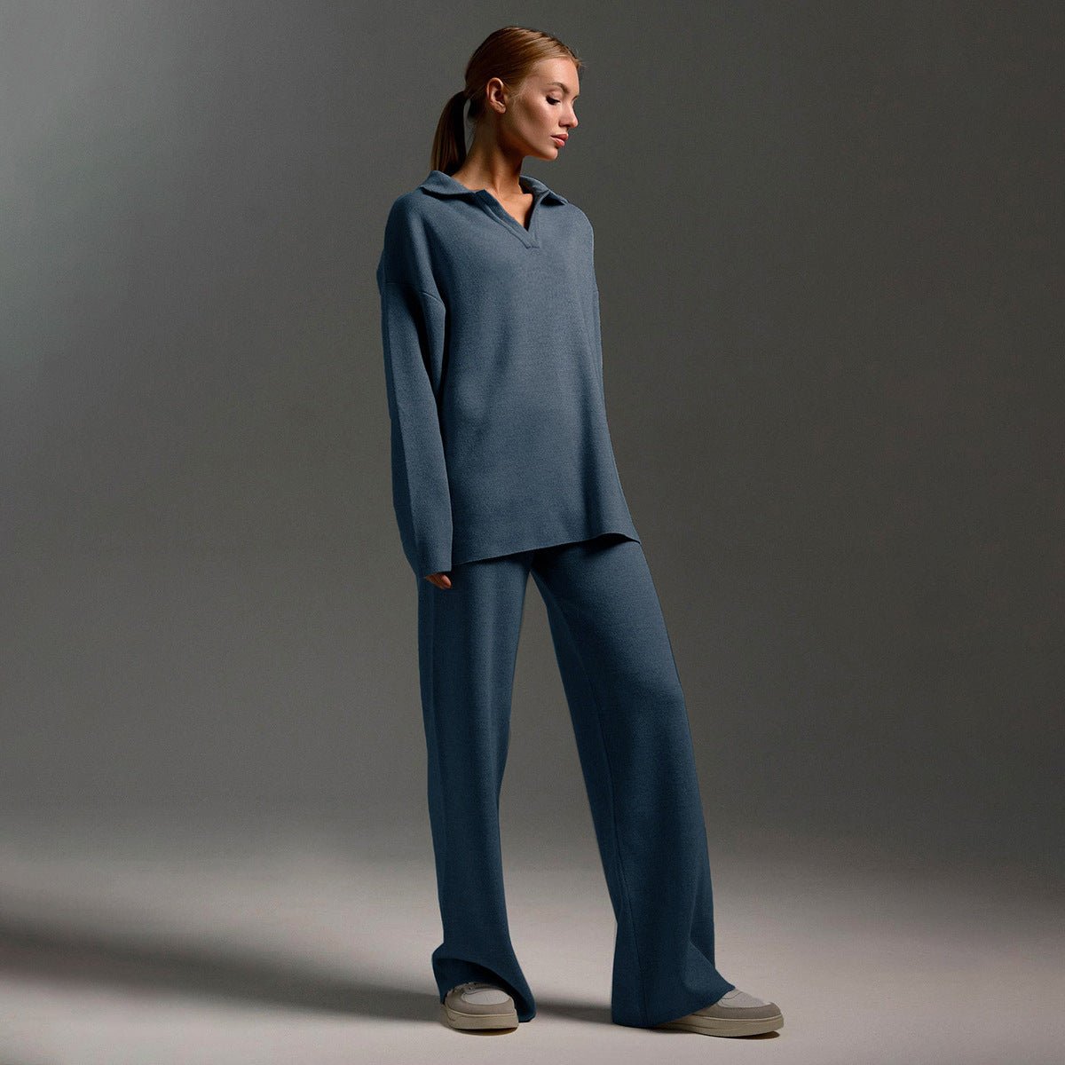 Elaine - Knitted Sweatshirt and Joggers Tracksuit Two-Piece Set