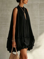 Black Halter Neck Ruffled Bubble Mini Dress