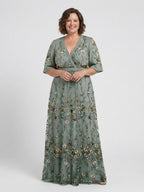 Sophie - Floral V Neck Short Sleeve Maxi Dress
