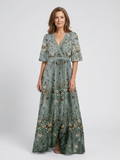 Sophie - Floral V Neck Short Sleeve Maxi Dress