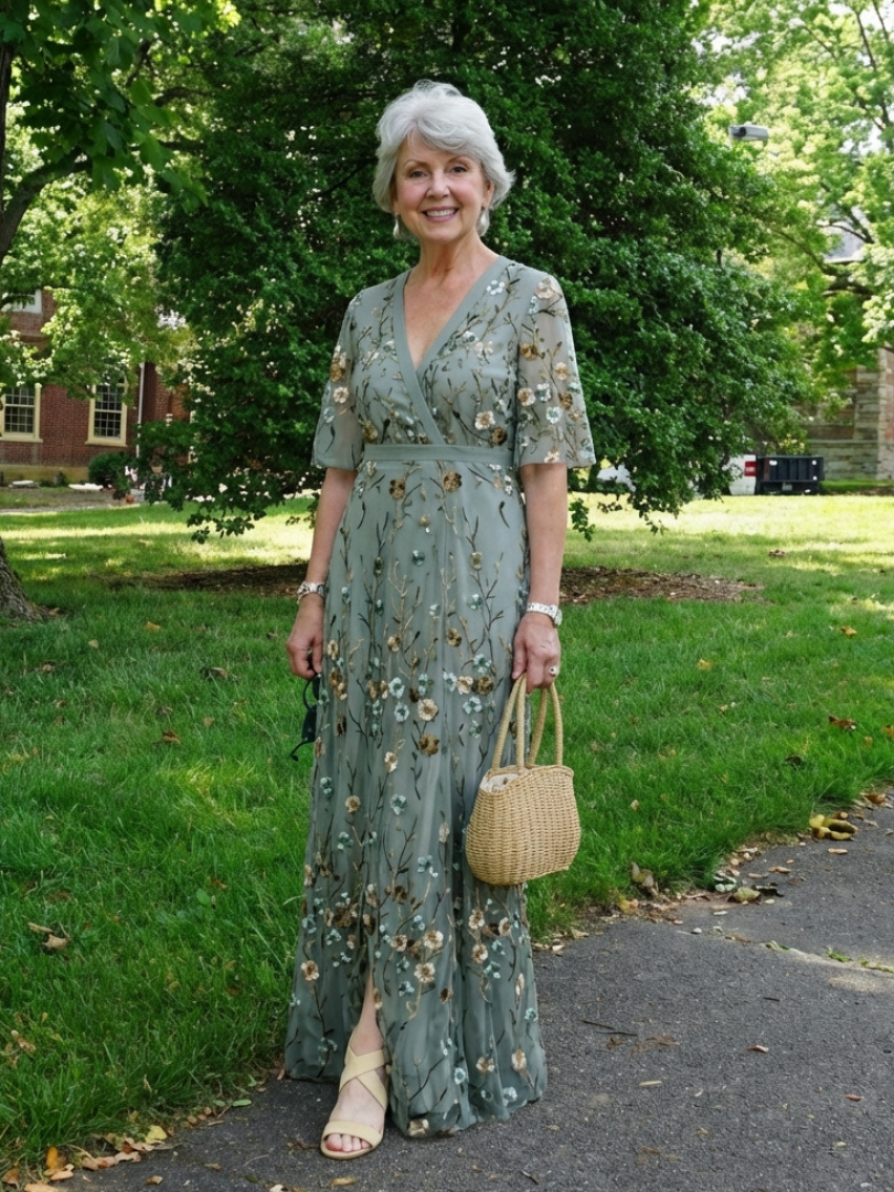 Sophie - Floral V Neck Short Sleeve Maxi Dress