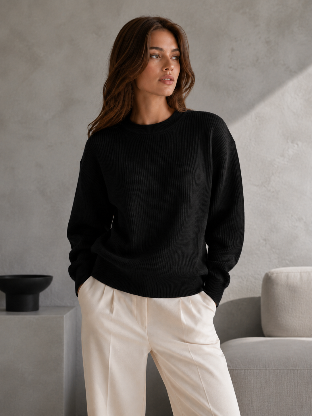 Harlow Textured Crewneck Sweater
