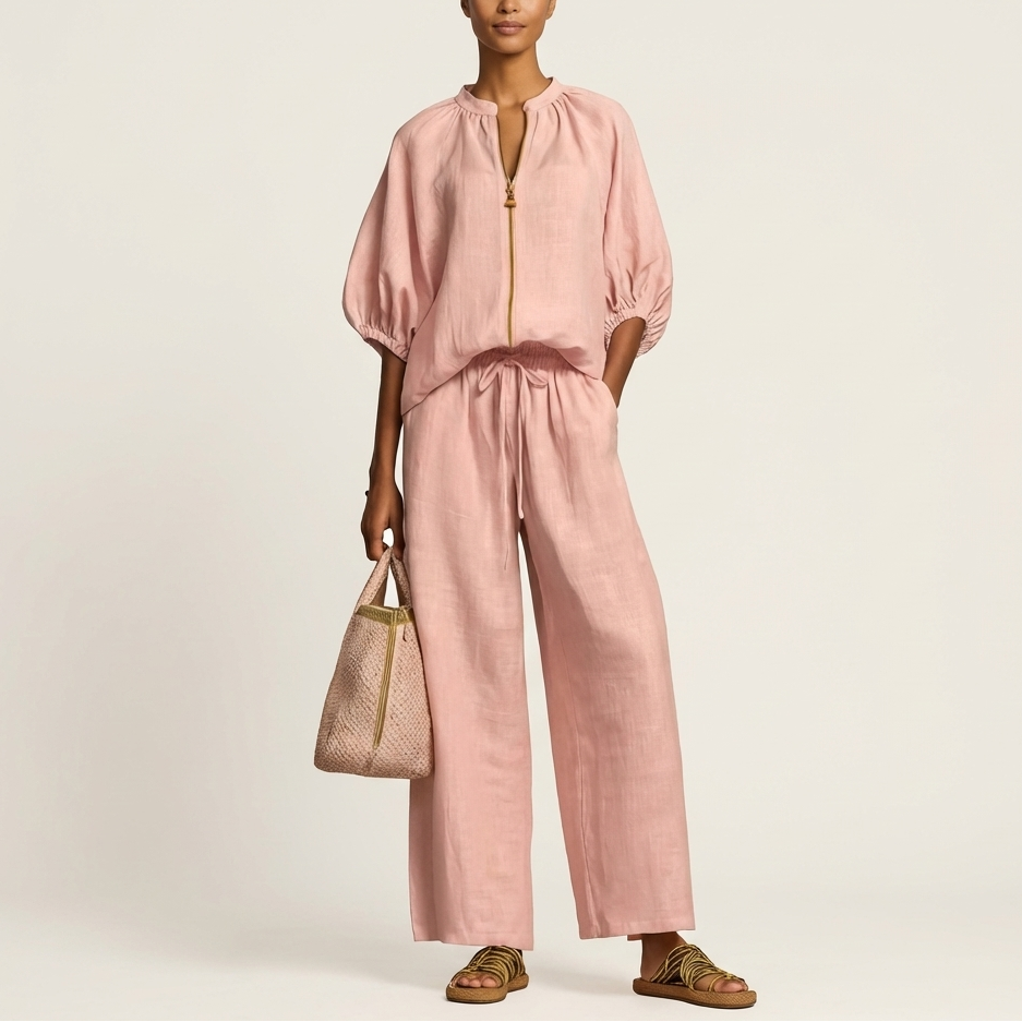 Marlowe | Zipper-Front Puff Sleeve Set