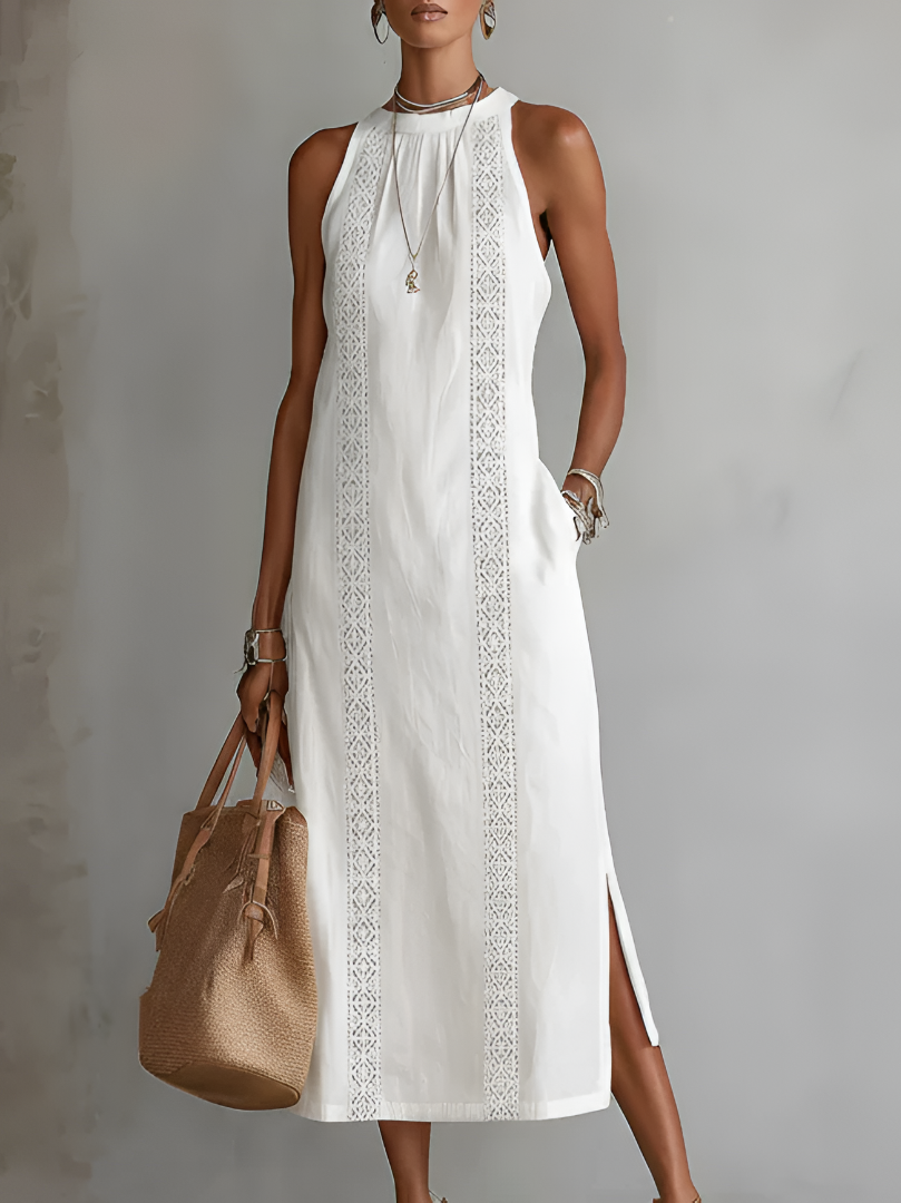 Jimena | Relaxed Mandarin Collar Midi Dress